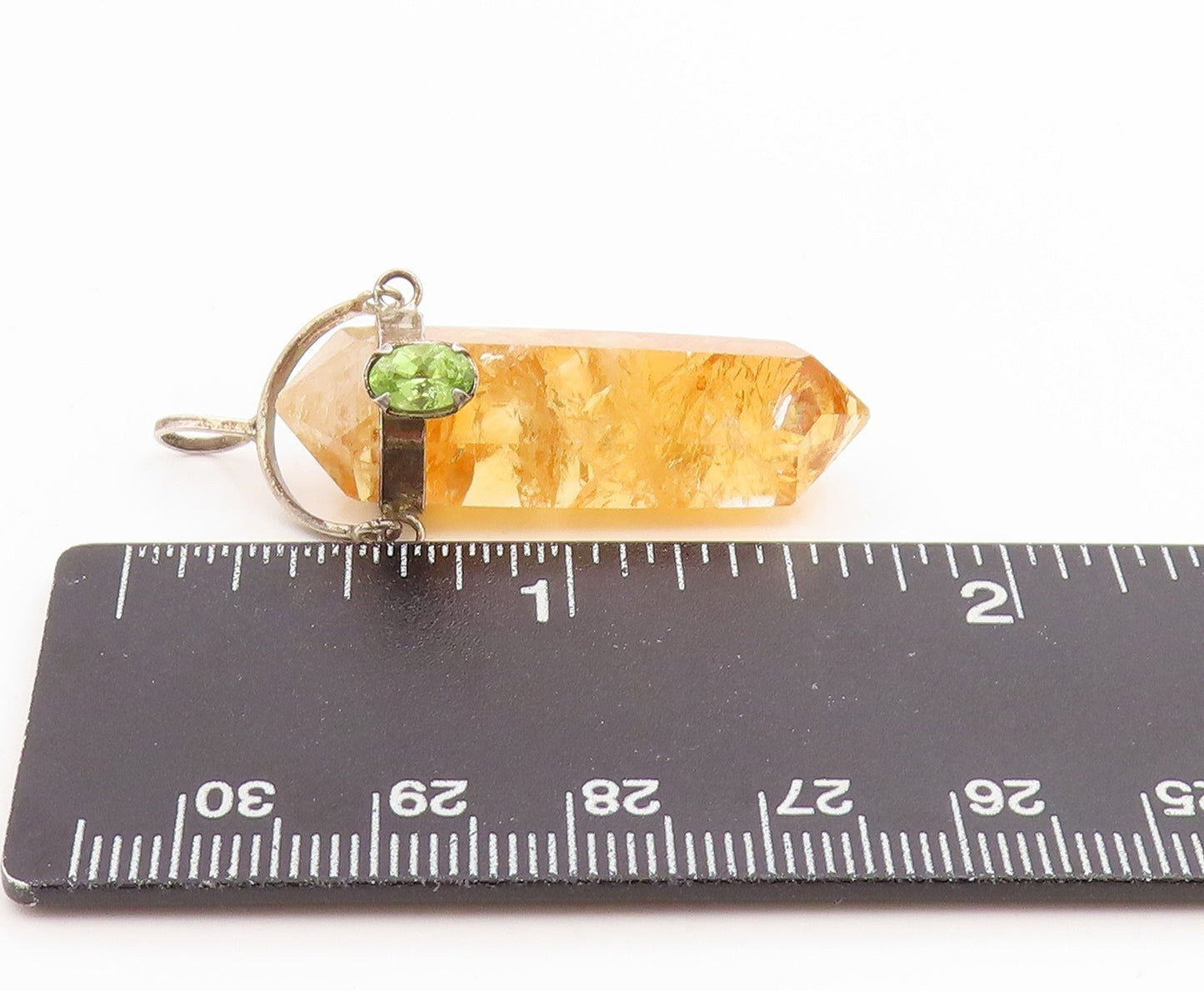 925 Sterling Silver Vintage Pendant Peridot & Citrine Crystal Charm  PT26191