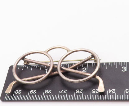 925 Sterling Silver Vintage Brooch Pin Solid Cutout Spectacles Frame  BP10944