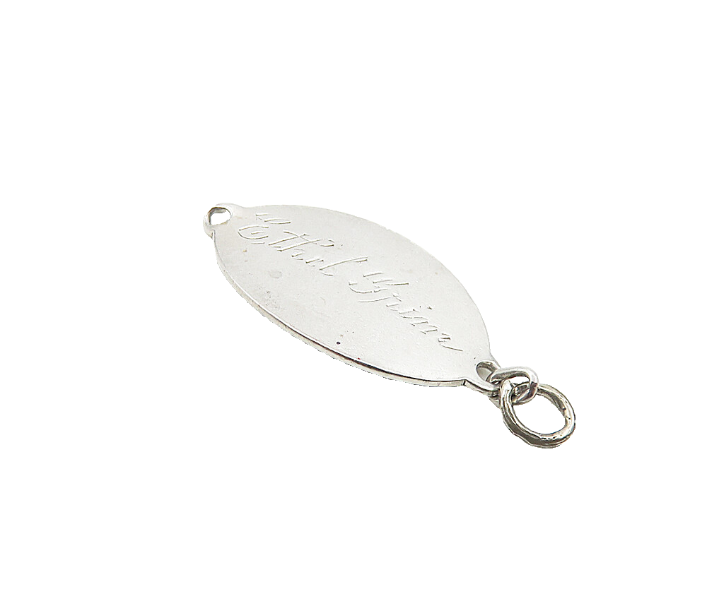 925 Sterling Silver  Vintage Petite Etched Name Pointed Oval Pendant  PT6806