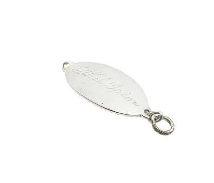 925 Sterling Silver  Vintage Petite Etched Name Pointed Oval Pendant  PT6806