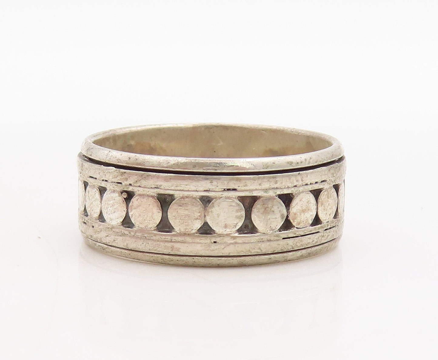925 Sterling Silver Vintage Ring Solid Round Design Carved  Sz 12  RG31697