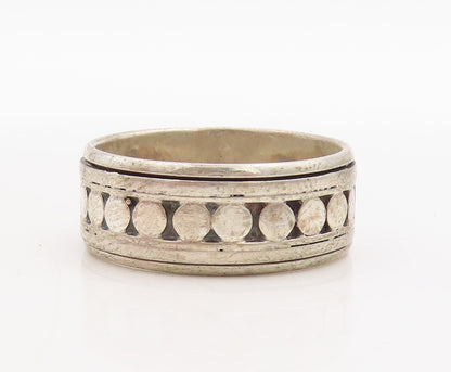 925 Sterling Silver Vintage Ring Solid Round Design Carved  Sz 12  RG31697