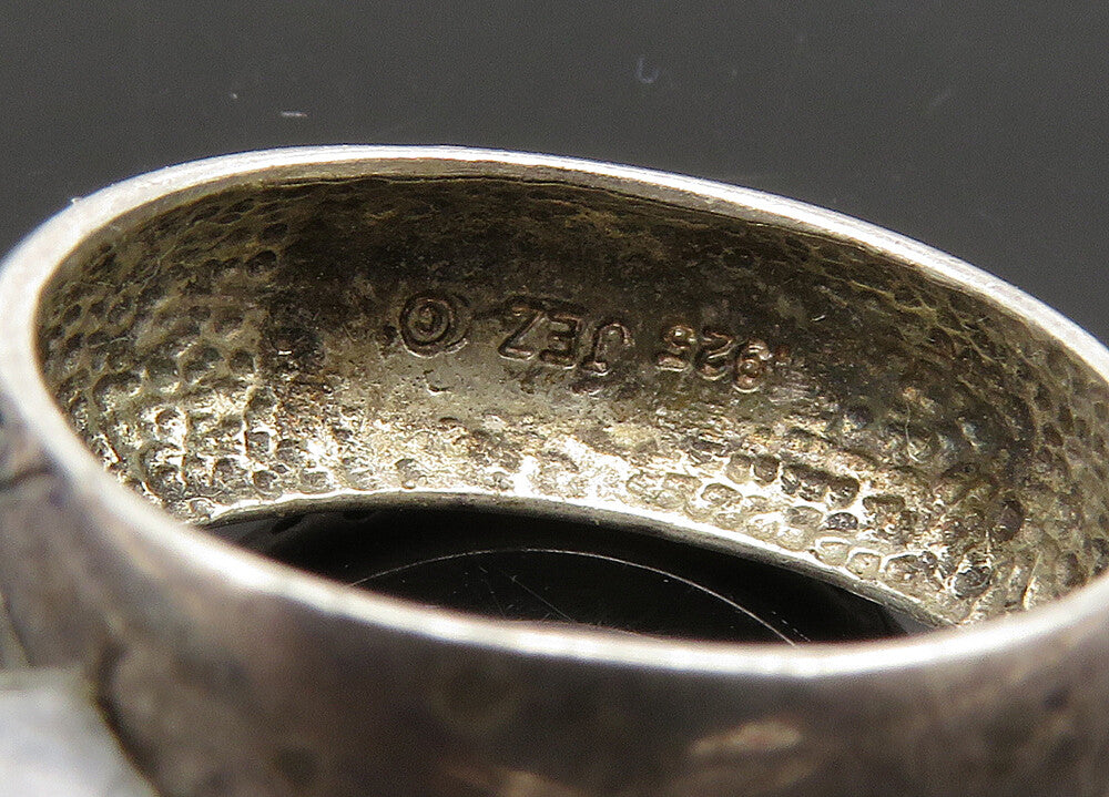 925 Sterling Silver  Vintage Floral Vine Dark Tone Dome Band Ring Sz 7 RG22176