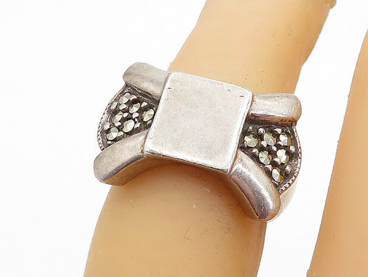 JUDITH JACK 925 Silver  Vintage Marcasite Bow Tie Motif Band Ring Sz 6  RG5535