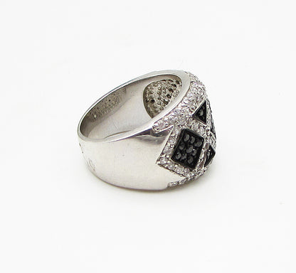 925 Sterling Silver  Sapphire & White Cubic Zirconia Band Ring Sz 6.5  RG2797