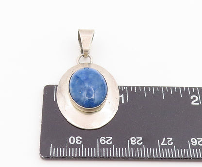 925 Sterling Silver Vintage Pendant Oval Cabochon Lapis Lazuli Charm  PT25991