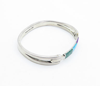 MEXICO 925 Silver Vintage Malachite Turquoise & Sugilite Bracelet BT2518