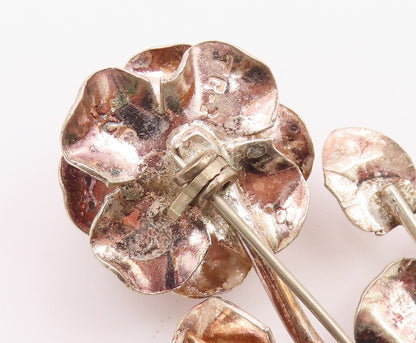 MEXICO 925 Sterling Silver  Vintage Sculpted Single Flower Brooch Pin  BP6592