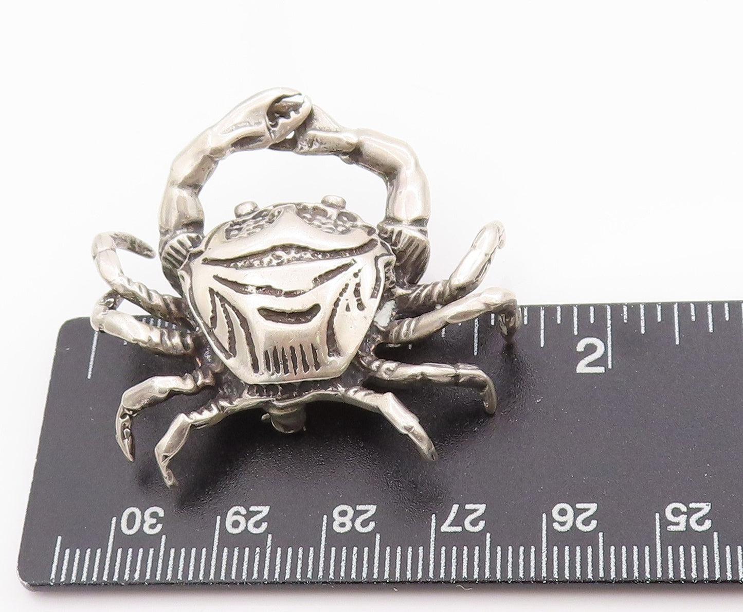 925 Sterling Silver Vintage Brooch Etched Crab Cancer Astrology Zodiac  BP11837