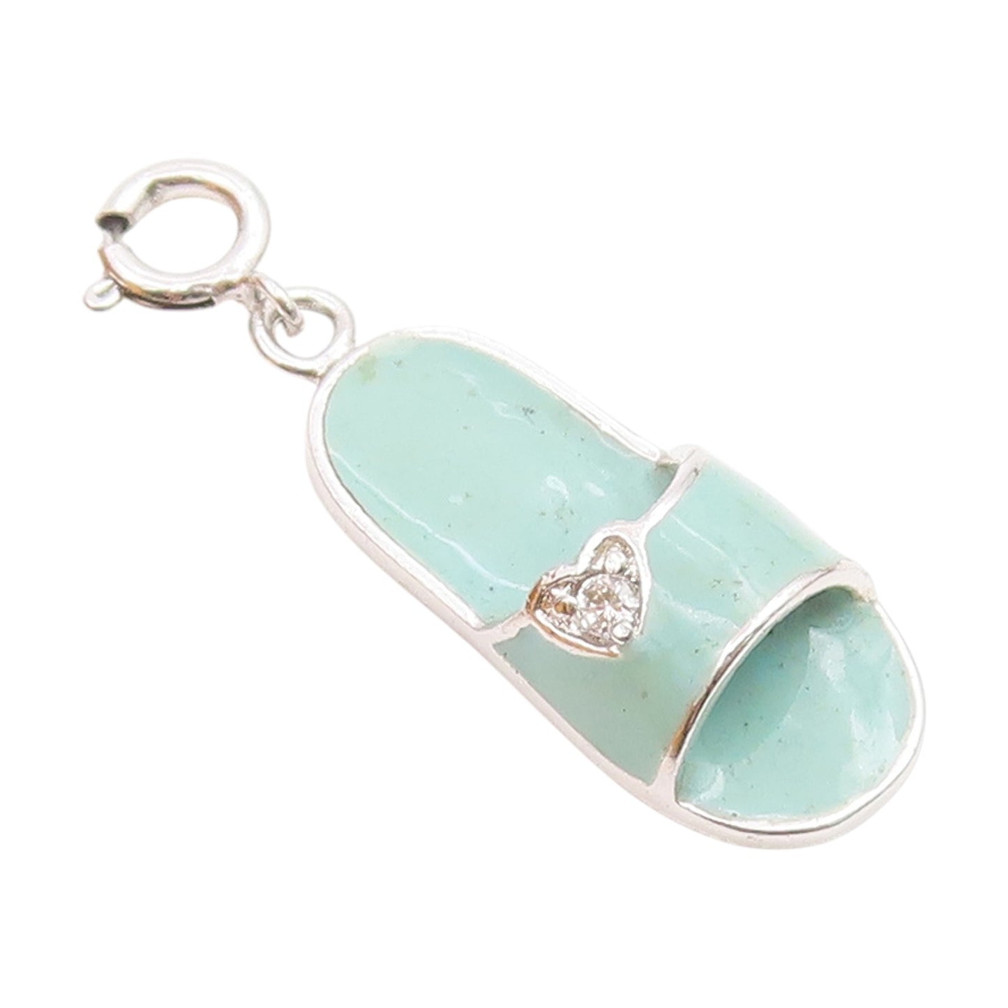 925 Sterling Silver  Topaz Accented Enamel Coated Sandal Motif Pendant  PT8850