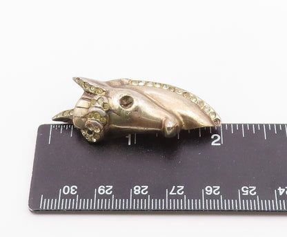 925 Sterling Silver  Vintage Carved Topaz Horse Head Brooch Pin  BP9640