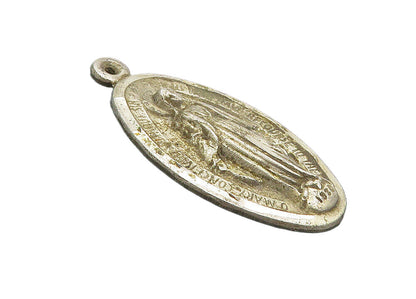 925 Sterling Silver  Vintage Virgin Mary Religious Prayer Drop Pendant  PT7669