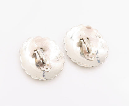 925 Sterling Silver Vintage Earrings MEXICO Engraved Arrow Head Conchos  EG13672
