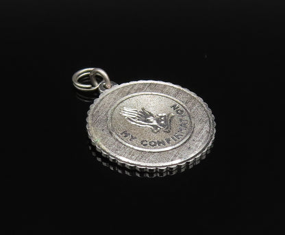 925 Sterling Silver Vintage My Confirmation Prayer Hands Medal Pendant PT21496