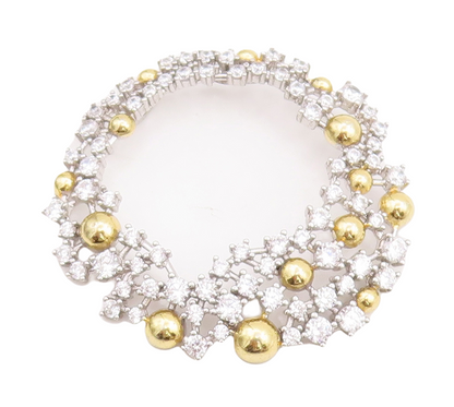 925 Sterling Silver Vintage Pendant Round Cut CZ Gold Plated Beads Ring  PT23397