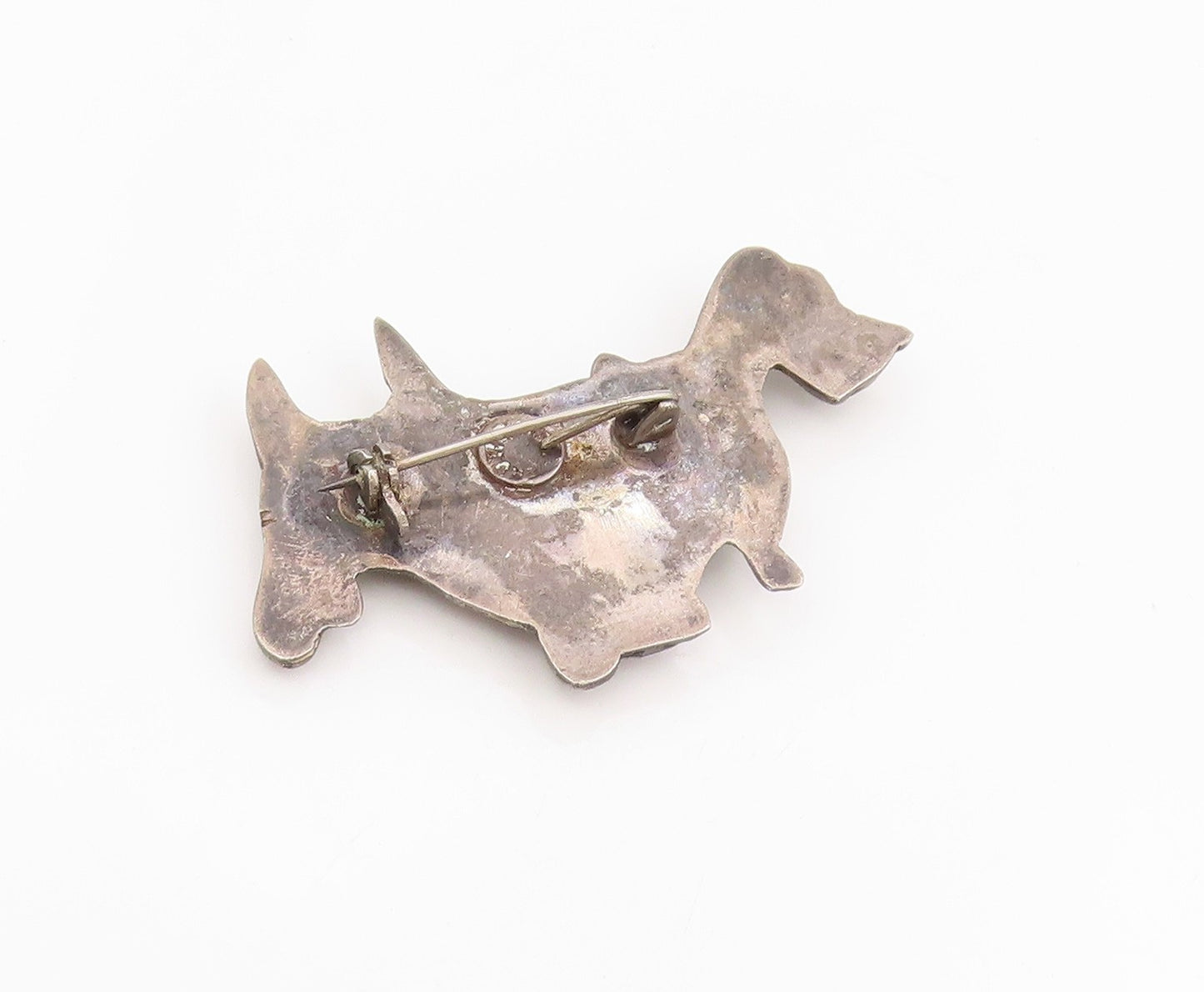 925 Sterling Silver Vintage Brooch Etched Scottish Terrier Dog Figurine  BP12158
