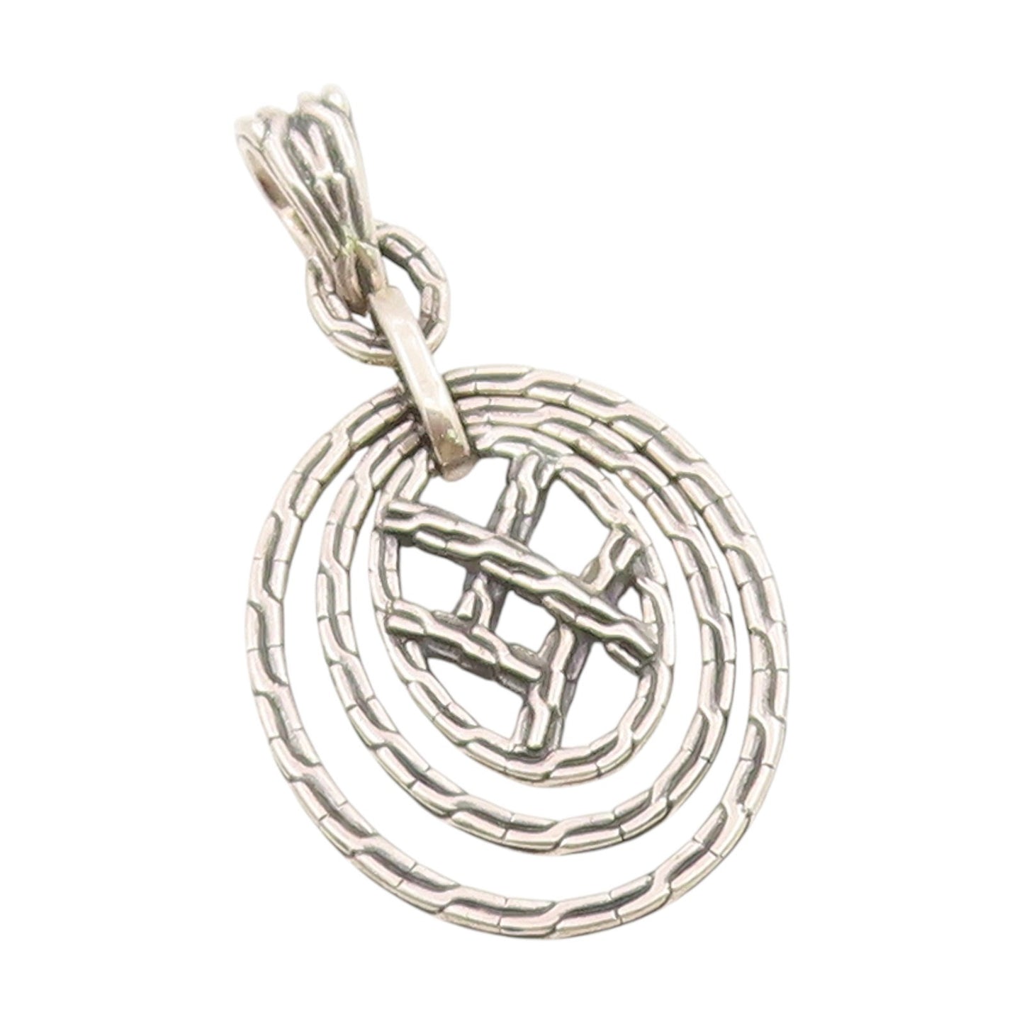 925 Sterling Silver Vintage Pendant Modernist Intricate Celtic Knot  PT25518