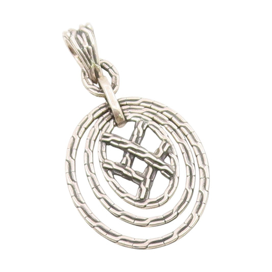 925 Sterling Silver Vintage Pendant Modernist Intricate Celtic Knot  PT25518