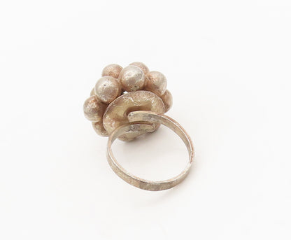MEXICO 925 Silver  Vintage Beaded Grape Stack Solid Ring Sz 7.5  RG26880