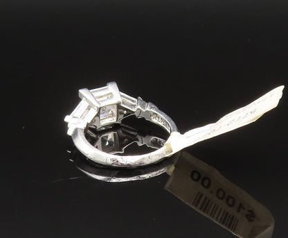 925 Sterling Silver  Vintage Princess Cut Cubic Zirconia Ring Sz 6.5  RG25486