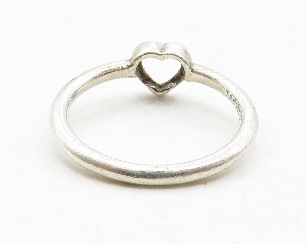 PANDORA 925 Silver  Vintage Topaz Open Love Heart Band Ring Sz 7  RG13227