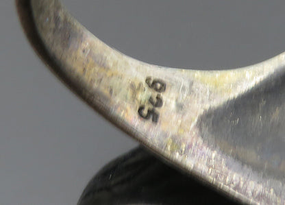 925 Sterling Silver  Vintage Dark Tone Lion's Head Band Ring Sz 13  RG20261