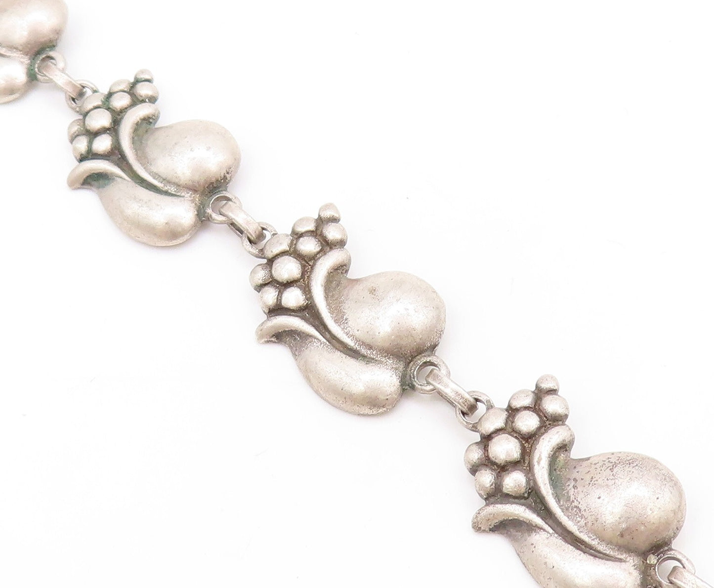 925 Sterling Silver Vintage Necklace VIKINGCRAFT Carved Designer Mangoes  NE4415