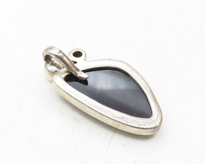 925 Sterling Silver  Vintage Black Onyx Pearl & Amethyst Drop Pendant  PT7611