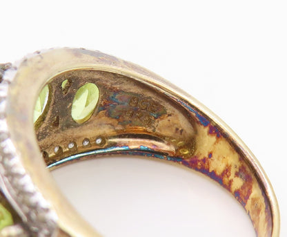 925 Sterling Silver Vintage Ring Gold Plated Topaz & Gemstone Band Sz 7  RG33336