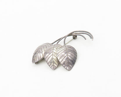 BORRENSEN & LASSEN DENMARK 925 Silver  Vintage Floral Leaves Brooch Pin BP7740