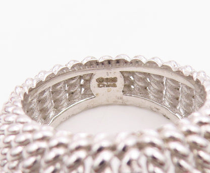 925 Sterling Silver Vintage Ring Round CZ Twisted Cable Band  Sz 7.5  RG36512