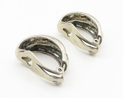 925 Sterling Silver  Vintage Shiny Curved Smooth Non Pierce Earrings  EG5807