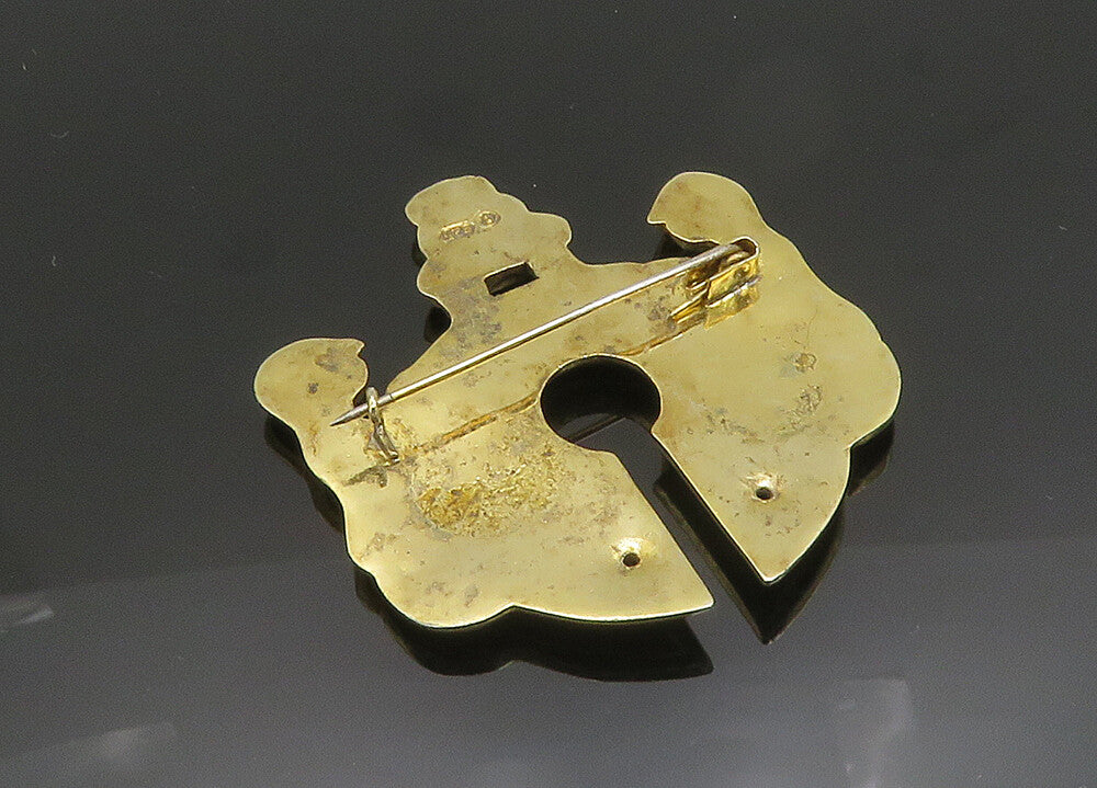 925 Sterling Silver  Vintage Gold Plated Religious Sacrfice Brooch Pin  BP7830