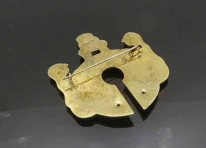 925 Sterling Silver  Vintage Gold Plated Religious Sacrfice Brooch Pin  BP7830