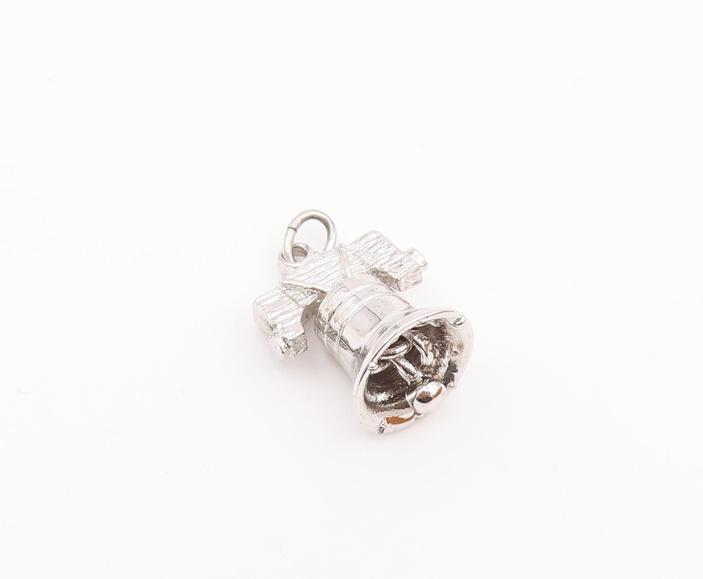 925 Sterling Silver  Vintage Liberty Bell Charm Pendant (JINGLES)  PT21045