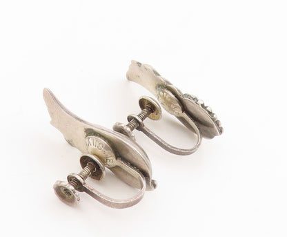 925 Sterling Silver Vintage Earrings Nautilus Conch Shell Screw Backs  EG13973