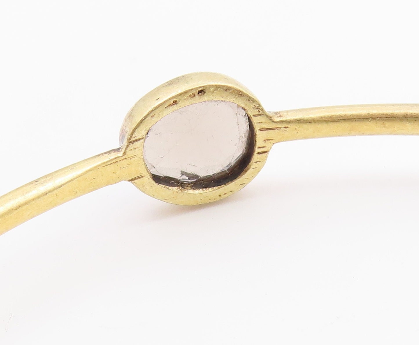 925 Sterling Silver  Vintage Faceted Stone Gold Plated Bangle Bracelet  BT8685