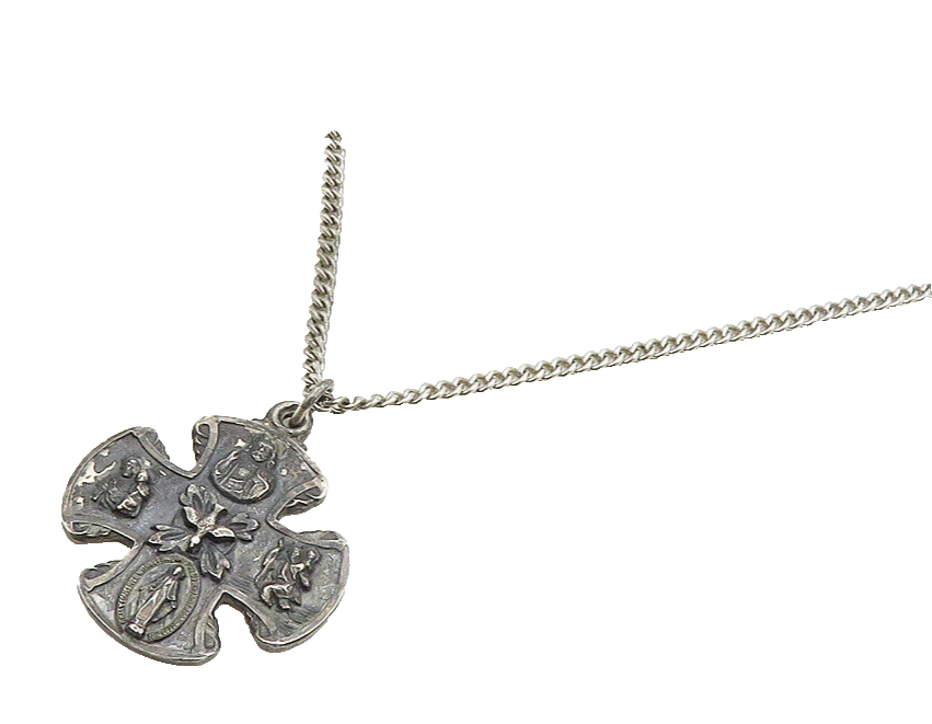 CREED 925 Silver  Vintage Oxidized Religious Cross Chain Necklace  NE3268