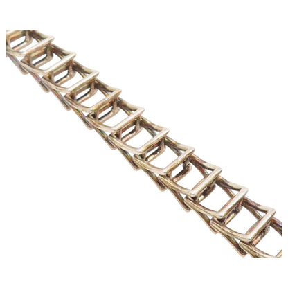 925 Sterling Silver Vintage Bracelet Classic Open Geometric Square Link  BT12197