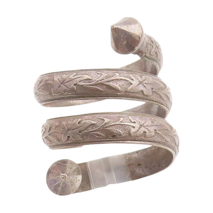 925 Sterling Silver Vintage Ring Chinese Export Floral Wrap Band  Sz 8  RG33780