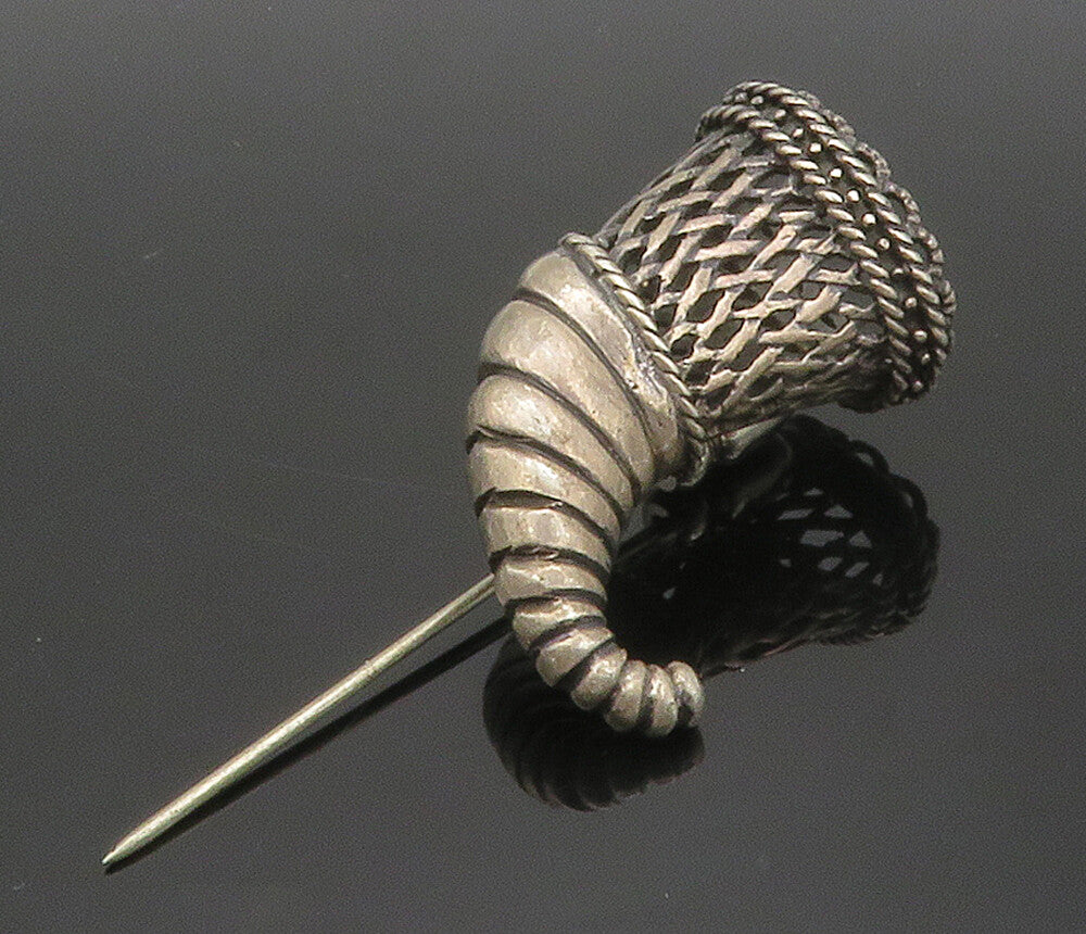925 Sterling Silver  Vintage Dark Tone Wizard's Hat Magic Lapel Pin  TR2100