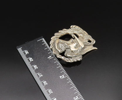 925 Sterling Silver  Vintage Antique Goddess Mermaid Brooch Pin  BP9627