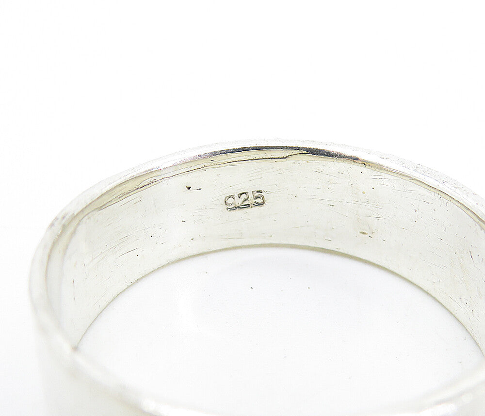 925 Sterling Silver Vintage Oxidized Arrow Pattern Band Ring Sz 11.5 RG7436