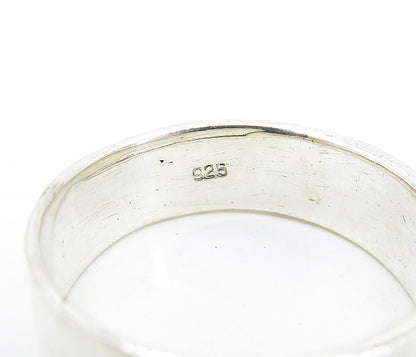 925 Sterling Silver Vintage Oxidized Arrow Pattern Band Ring Sz 11.5 RG7436