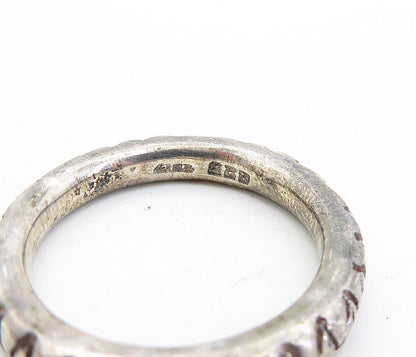 925 Sterling Silver  Vintage Dark Tone Chiseled Wavy Band Ring Sz 9  RG7075