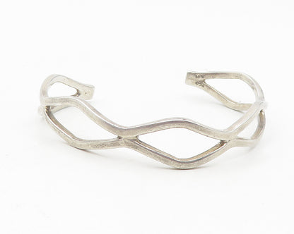 MEXICO 925 Sterling Silver  Vintage Open Diamond Shape Cuff Bracelet  BT4632