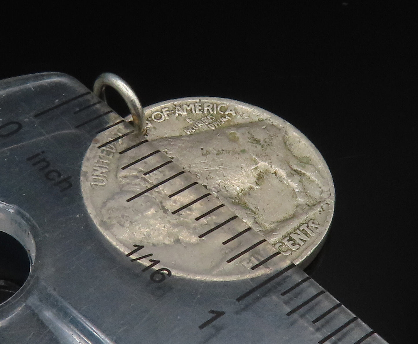 925 Silver   Vintage Indian Head Five Cents Buffalo Coin Pendant  PT20539