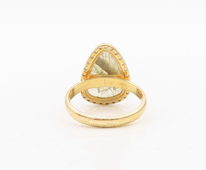925 Sterling Silver Vintage Ring Gold Plated Alexandrite & Topaz  Sz 7  RG30474