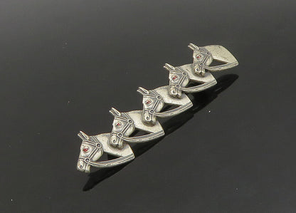 925 Sterling Silver  Vintage Oxidized Horse's Heads Brooch Pin  BP9081