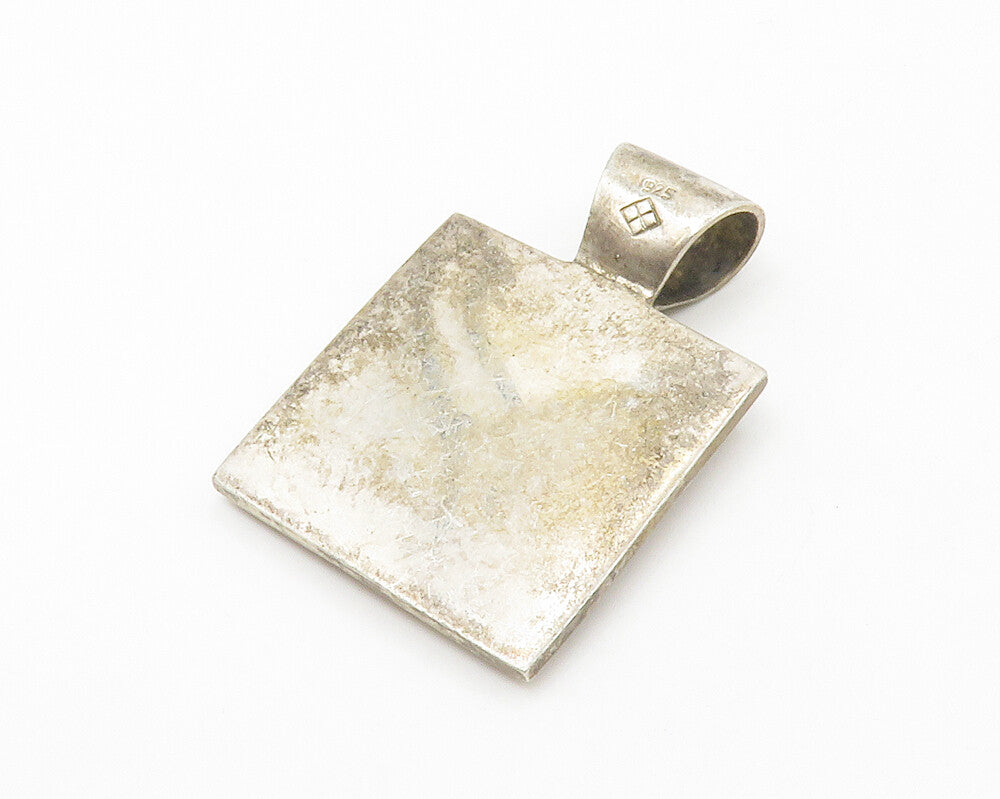 925 Sterling Silver  Vintage Inlaid Abalone Shell Square Slide Pendant PT10767